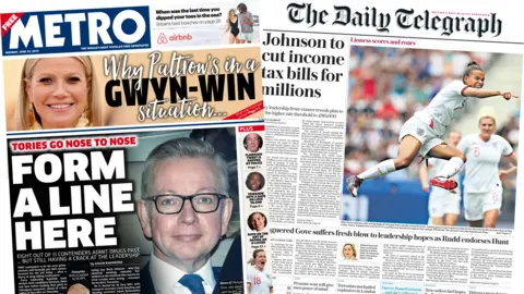 Front pages of the Metro and the Daily Telegraph