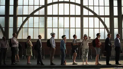 Getty Images Commuter queue