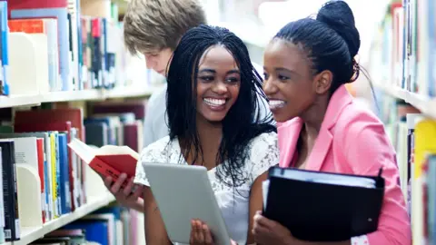 Students in a university library