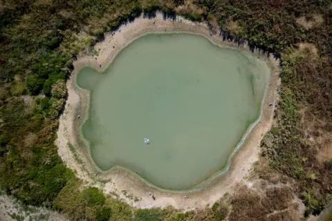 EPA-EFE/REX/Shutterstock A water reservoir is seen with low water levels at Walthamstow Wetlands in London, Britain, 10 August 2022.