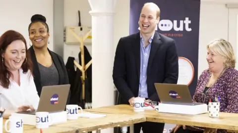 Getty Images The Duke of Cambridge meets Shout volunteers