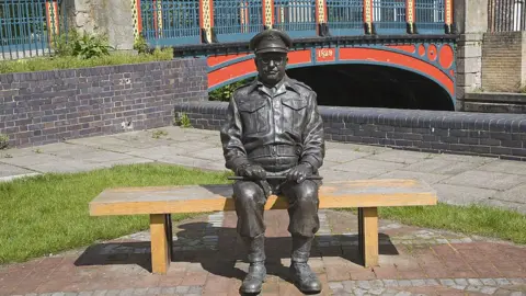Getty Images Captain Mainwaring, actor Arthur Lowe, sculpture, Thetford, Norfolk