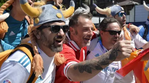AFP Liverpool and Real Madrid fans enjoy the Kiev sunshine