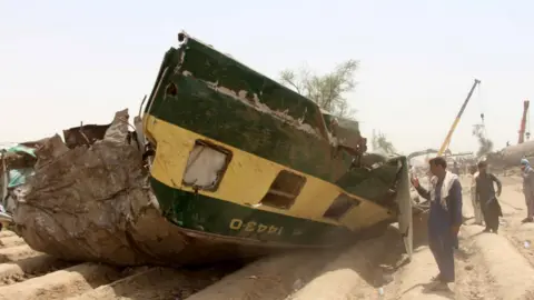 EPA Overturned train carriage