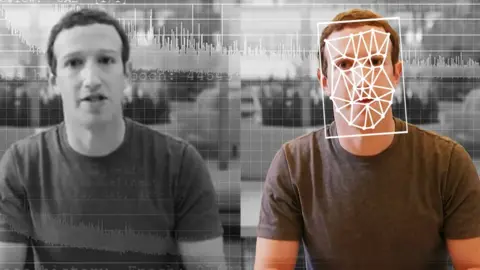 Getty Images A comparison of an original and deepfake video of Facebook CEO Mark Zuckerberg.