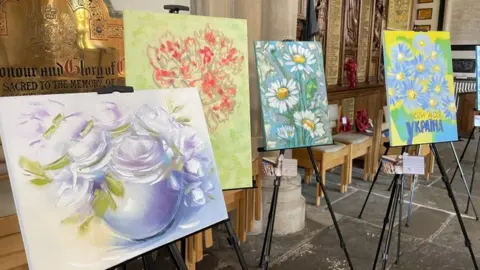 Theo Chikomba/BBC Artwork on display at St Paul's Church, Bedford