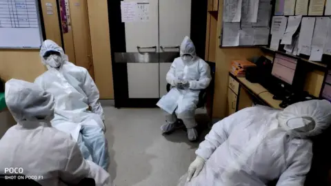 Saswati Sinha A nurse station in a Covid hospital