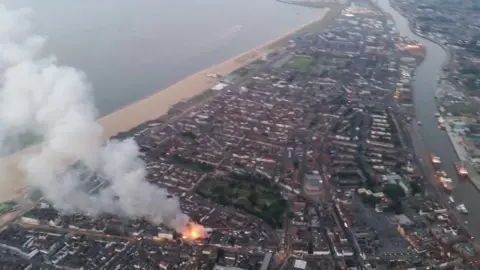 NPAS WATTISHAM An aerial view of the fire at Regent Road