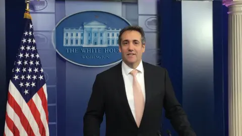 Michael Cohen at the White House after his meeting with Donald Trump in the Oval Office