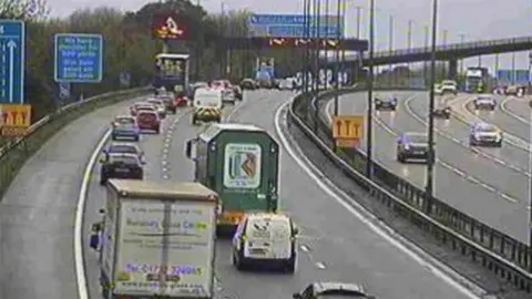 Traffic Camera Wales Cars queue on the M4