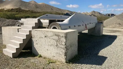 Part of a wind turbine blade turned into a bridge