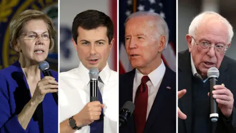Getty Images Composite image of Warren, Buttigieg, Biden, Sanders