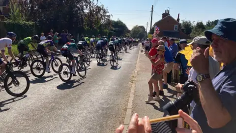 Andrew Woodger/BBC General view of the Tour of Britain 2023 stage five in Holbrook, Suffolk