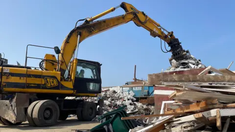 Ben Schofield/BBC Vehicle at David Brown Skip Hire & Recycling in Harlow