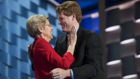 Tom Williams Elizabeth Warren and Joe Kennedy III