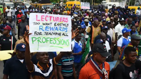 AFP Protesters at Nigeria university march