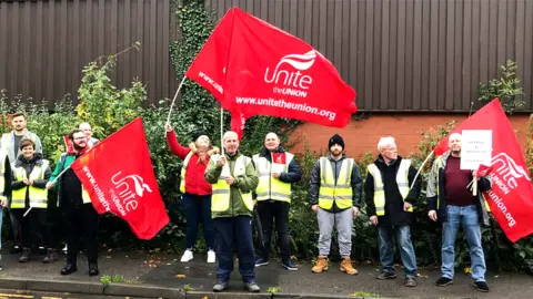 Unite Bus drivers striking at Blackwood, Brynmawr and Cwmbran depots