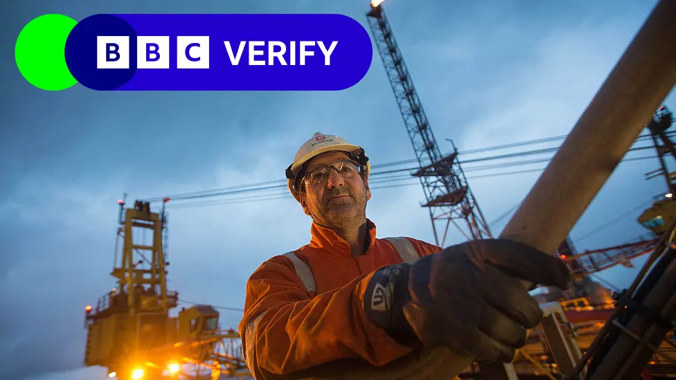 Getty Images A worker on a gas platform in the North Sea