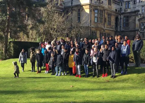 Group in college garden