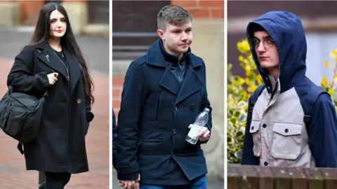 PA Media Alice Cutter, Garry Jack and Connor Scothern arrive at Birmingham Crown Court