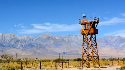 Getty Images The watch tower at Manzanar, which has been turned into a museum