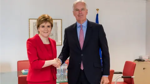 EPA Nicola Sturgeon and Michel Barnier