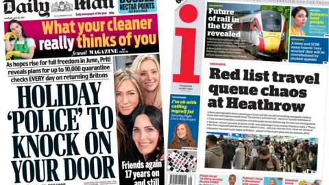 Composite image of the Daily Mail and i front pages.