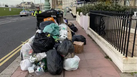 Brighton rubbish piling up