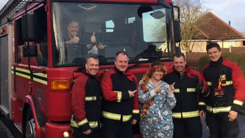 West Midlands Fire Service Stacey posed for pictures with the crew from Bloxwich