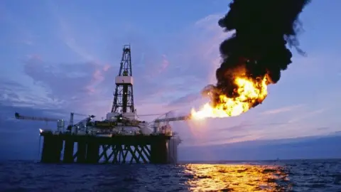 Getty Images Oil Exploration Platform Burns on Natural Gas