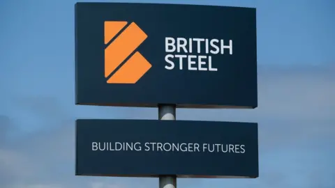 Ian Forsyth/Getty Images  A British Steel sign