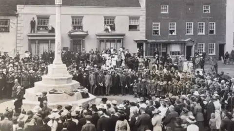 Mark Manning Photo from 1921 of Dedham's memorial service