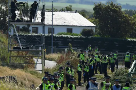 Getty Images A heavy police presence