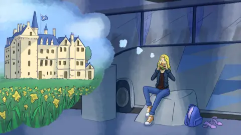 Sarah Dousse Lucy eating a burger