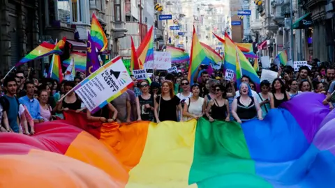 AFP Gay and human rights activists march in Istanbul on 23 June 2013