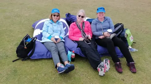 Women on beanbags