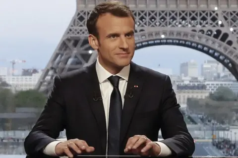 AFP Emmanuel Macron defended the strikes in a live interview on TV