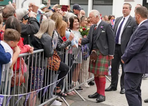 Reuters The King greeting fans in the Scottish Borders