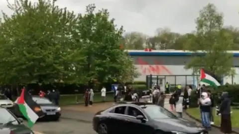 Palestine Action Car protest outside factory