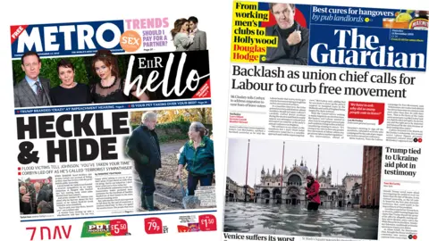 Metro and Guardian front pages