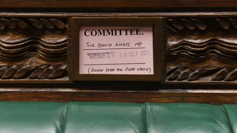 JESSICA TAYLOR/UK PARLIAMENT Empty bench in the Commons chamber