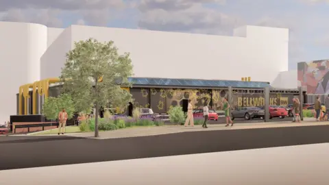 City of Wolverhampton Council CGI of what the venue could look like with a view towards the car park from Cleveland Street