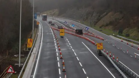 Getty Images Archive picture of road works on Heads of the Valleys road