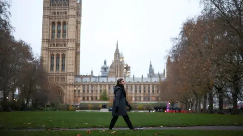 Reuters Woman walking in front of Parliament