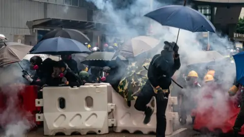 Getty Images Protest during anti-government rally in Hong Kong