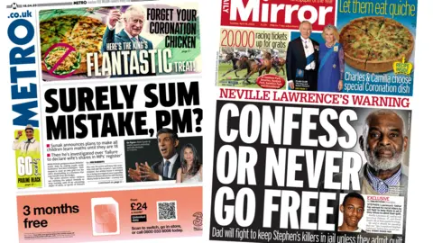 The Metro and the Mirror front pages 18 April 2023