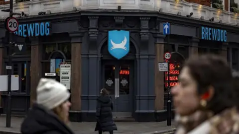 A Brewdog pub with people walking past in the foreground