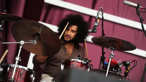 Alexis Nunez drumming for The Kooks at Reading Festival 2018.