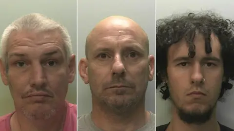 Devon and Cornwall Police Police mugshots of Daniel McGuire, Michael Williams and Lucas Ormond Skeaping
