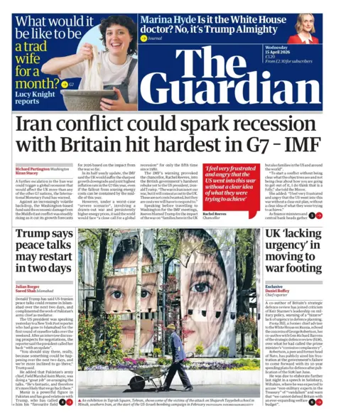 "Iran conflict could spark recession with Britain hit hardest in G7 – IMF," reads the headline on the front page of the Guardian.